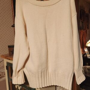 NWOT Free People Oversized Ivory Combo Street Fair Tunic Sweater XS